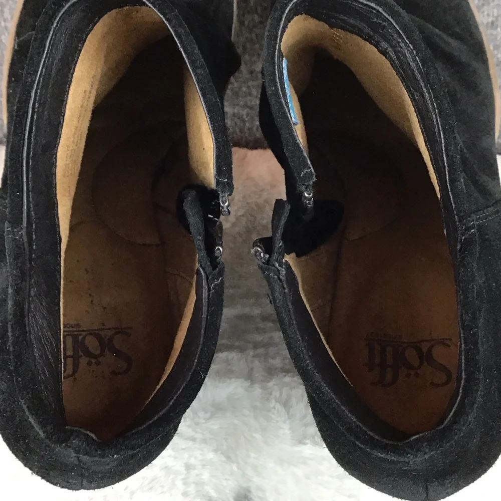 Sofft Suede Comfort Slouch Black Wedge Ankle Boots Size 9‎ M